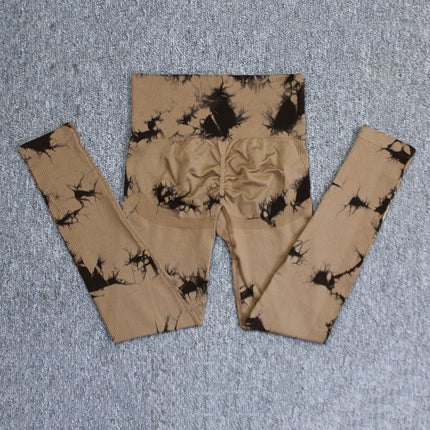 Seamless smiley face tie-dye yoga pants