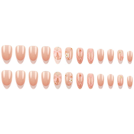 Floral white edge French nail art stickers