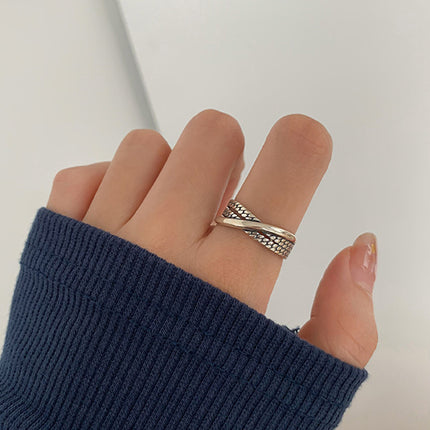 Adjustable Geometric Sterling Silver Ring
