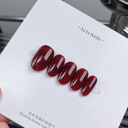 Reusable Handmade Nail Art Patches with Red Diamonds