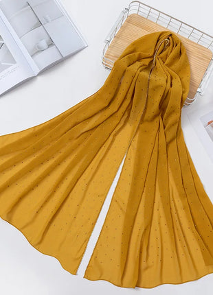 Luxury gold Chiffon Head Scarf solid Soft Long Muslim Scarves For Women Hijab musulman femme Shawl and Wrap foulard islamique
