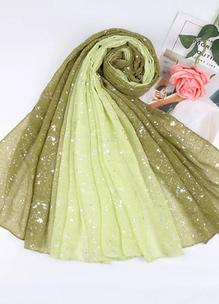 Fashion Ombre Two-tone Glitter Gradient Viscose Shawl Scarf Women Shimmer Bling Wrap Pashmina Stole Bufandas Muslim Hijab Snood