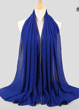 lain Pearl Bubble Chiffon Diamond Rhinestone Shawl Scarf High Quality Shimmer Beads Headband Wrap Foulard Muslim Hijab Sjaal