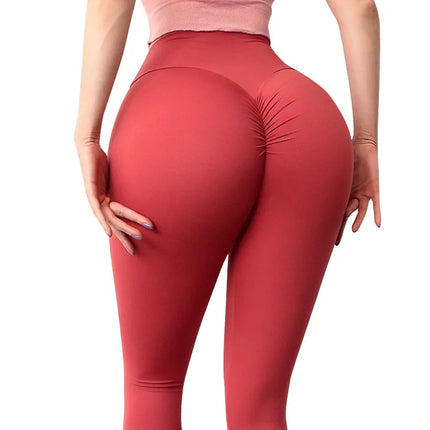 Women's Lightweight High Waist Yoga Leggings Scrunch Back Non-Front Seam Compression for Running Breathable Solid Pattern Pants