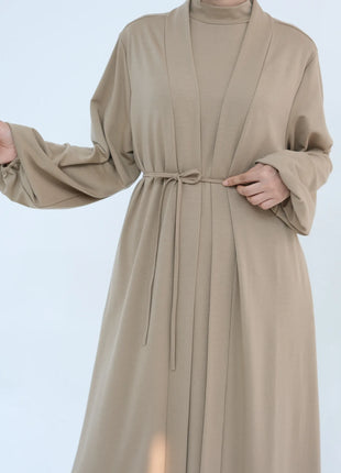 New Luxury Handmade Dubai Multi Color Modest Robe Muslim Women Turtleneck Waist Tie