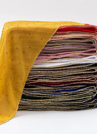 Luxury gold Chiffon Head Scarf solid Soft Long Muslim Scarves For Women Hijab musulman femme Shawl and Wrap foulard islamique