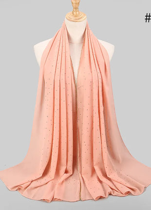lain Pearl Bubble Chiffon Diamond Rhinestone Shawl Scarf High Quality Shimmer Beads Headband Wrap Foulard Muslim Hijab Sjaal