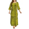 Dola Xiamen Culture Media Black Red Tonga Puletasi Dresses Ptaha Three-quarter Bell Sleeves Plus Size Samoan Dresses 2 Piece
