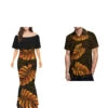 Wholesale Custom Half Shoulder Fishtail Dresses Shawl Mermaid Dress Long Women Evening Dress Match Mens Shirt Couples Clothing