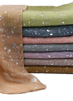 Fashion Ombre Two-tone Glitter Gradient Viscose Shawl Scarf Women Shimmer Bling Wrap Pashmina Stole Bufandas Muslim Hijab Snood
