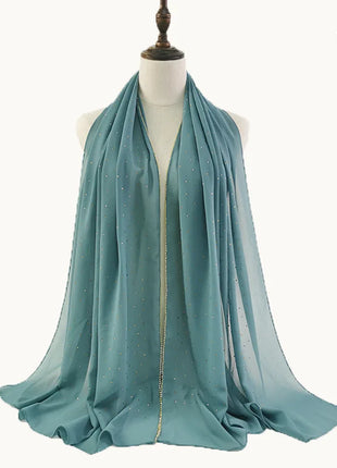 lain Pearl Bubble Chiffon Diamond Rhinestone Shawl Scarf High Quality Shimmer Beads Headband Wrap Foulard Muslim Hijab Sjaal