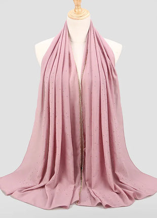 lain Pearl Bubble Chiffon Diamond Rhinestone Shawl Scarf High Quality Shimmer Beads Headband Wrap Foulard Muslim Hijab Sjaal