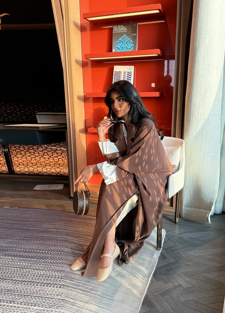 MQ143  Arab Saudi Ready Made Dress Designs Shirt Stand Collar Long Sleeve Kimono  Muslim Robe Dubai Open Abaya