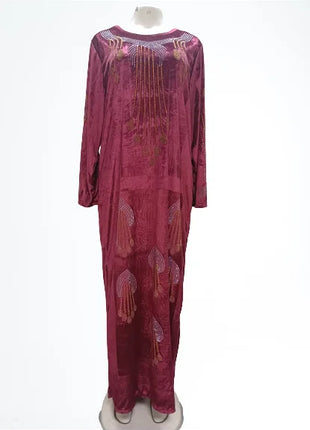 Plus Size Dresses for Women Autumn African Women Long Sleeve V-neck Polyester Long Dress Maxi Dress African Clothes Women