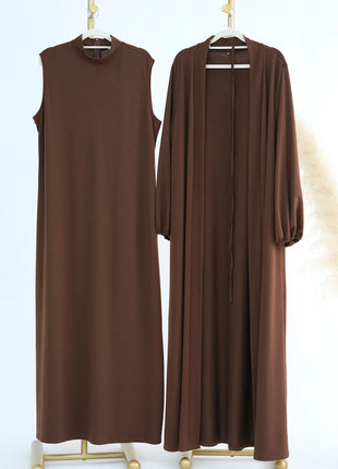 New Luxury Handmade Dubai Multi Color Modest Robe Muslim Women Turtleneck Waist Tie