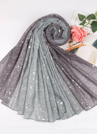 Fashion Ombre Two-tone Glitter Gradient Viscose Shawl Scarf Women Shimmer Bling Wrap Pashmina Stole Bufandas Muslim Hijab Snood