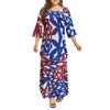 Dola Xiamen Culture Media Black Red Tonga Puletasi Dresses Ptaha Three-quarter Bell Sleeves Plus Size Samoan Dresses 2 Piece