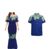 Wholesale Custom Half Shoulder Fishtail Dresses Shawl Mermaid Dress Long Women Evening Dress Match Mens Shirt Couples Clothing