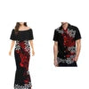 Wholesale Custom Half Shoulder Fishtail Dresses Shawl Mermaid Dress Long Women Evening Dress Match Mens Shirt Couples Clothing