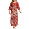 Dola Xiamen Culture Media Black Red Tonga Puletasi Dresses Ptaha Three-quarter Bell Sleeves Plus Size Samoan Dresses 2 Piece