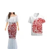 Wholesale Custom Half Shoulder Fishtail Dresses Shawl Mermaid Dress Long Women Evening Dress Match Mens Shirt Couples Clothing