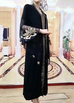 2025 High-End Heavy Industry Embroidery Hot Drilling Fashion Suit Dress Female 5XL Loose New Summer Two-Piece Dress Women