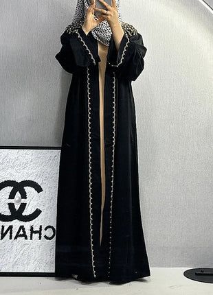 Dubai Abaya Islamic Clothing Women's Dresses Embellished Stone Stylish Burka Muslim Embroidery Beaded Women Front Open Abaya