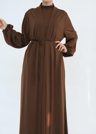 New Luxury Handmade Dubai Multi Color Modest Robe Muslim Women Turtleneck Waist Tie