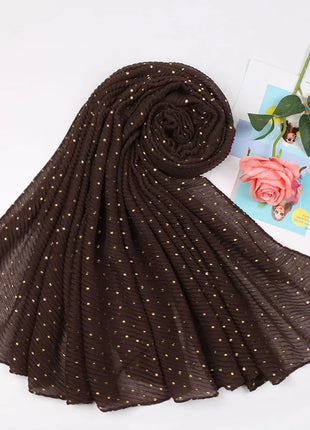90*200cm muslim crinkle hijab scarf islamic sprinkle gold scarves with hot stamping foulard femme musulman solid shawls