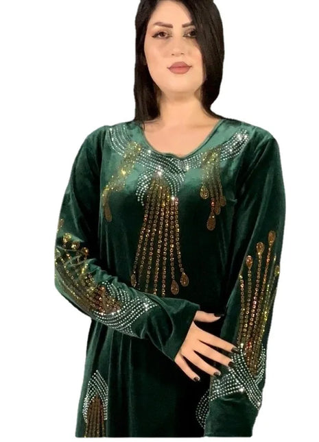 Plus Size Dresses for Women Autumn African Women Long Sleeve V-neck Polyester Long Dress Maxi Dress African Clothes Women