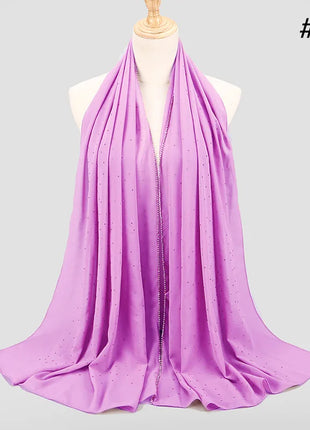 lain Pearl Bubble Chiffon Diamond Rhinestone Shawl Scarf High Quality Shimmer Beads Headband Wrap Foulard Muslim Hijab Sjaal