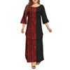 Dola Xiamen Culture Media Black Red Tonga Puletasi Dresses Ptaha Three-quarter Bell Sleeves Plus Size Samoan Dresses 2 Piece