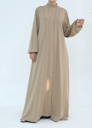 New Luxury Handmade Dubai Multi Color Modest Robe Muslim Women Turtleneck Waist Tie