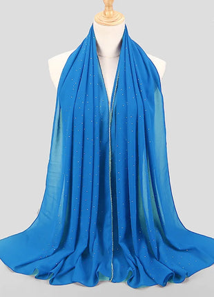 lain Pearl Bubble Chiffon Diamond Rhinestone Shawl Scarf High Quality Shimmer Beads Headband Wrap Foulard Muslim Hijab Sjaal