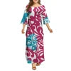 Dola Xiamen Culture Media Black Red Tonga Puletasi Dresses Ptaha Three-quarter Bell Sleeves Plus Size Samoan Dresses 2 Piece