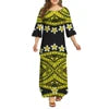 Dola Xiamen Culture Media Black Red Tonga Puletasi Dresses Ptaha Three-quarter Bell Sleeves Plus Size Samoan Dresses 2 Piece
