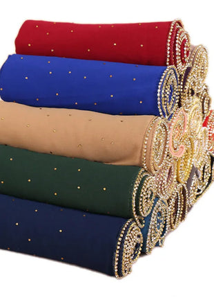 Luxury gold Chiffon Head Scarf solid Soft Long Muslim Scarves For Women Hijab musulman femme Shawl and Wrap foulard islamique