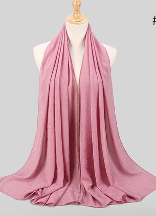 lain Pearl Bubble Chiffon Diamond Rhinestone Shawl Scarf High Quality Shimmer Beads Headband Wrap Foulard Muslim Hijab Sjaal