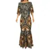 Big People Large Size Papua New Guinea Style Bodycon Fishtail Dress Pacific Design Half Sleeve Mermaid Bridesmaid Dresses