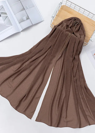 Luxury gold Chiffon Head Scarf solid Soft Long Muslim Scarves For Women Hijab musulman femme Shawl and Wrap foulard islamique