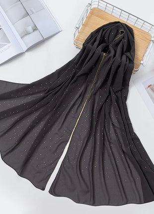 Luxury gold Chiffon Head Scarf solid Soft Long Muslim Scarves For Women Hijab musulman femme Shawl and Wrap foulard islamique