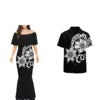 Wholesale Custom Half Shoulder Fishtail Dresses Shawl Mermaid Dress Long Women Evening Dress Match Mens Shirt Couples Clothing