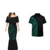 Wholesale Custom Half Shoulder Fishtail Dresses Shawl Mermaid Dress Long Women Evening Dress Match Mens Shirt Couples Clothing
