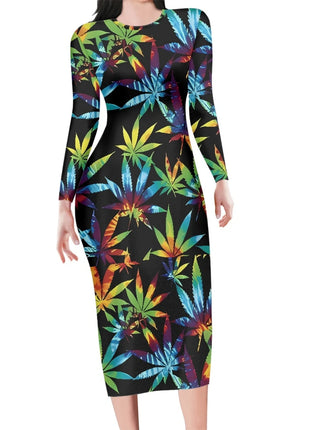 Polynesia Tribal Tropical Hawaiian Design Micronesia Long Dress Pacific Custom Digital Print Polyester Floral Print Pencil Dress