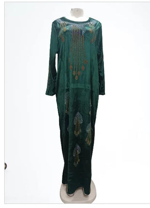 Plus Size Dresses for Women Autumn African Women Long Sleeve V-neck Polyester Long Dress Maxi Dress African Clothes Women