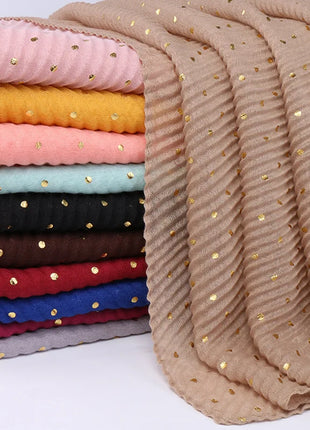 90*200cm muslim crinkle hijab scarf islamic sprinkle gold scarves with hot stamping foulard femme musulman solid shawls