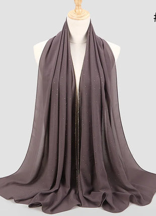 lain Pearl Bubble Chiffon Diamond Rhinestone Shawl Scarf High Quality Shimmer Beads Headband Wrap Foulard Muslim Hijab Sjaal