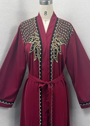 Dubai Abaya Islamic Clothing Women's Dresses Embellished Stone Stylish Burka Muslim Embroidery Beaded Women Front Open Abaya