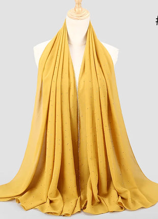 lain Pearl Bubble Chiffon Diamond Rhinestone Shawl Scarf High Quality Shimmer Beads Headband Wrap Foulard Muslim Hijab Sjaal