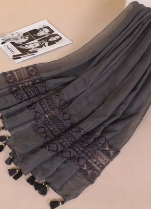 Women Fashion Plain Lace Floral Patchwork Viscose Shawl Scarf Luxury Brand Laser Cut Long Size Bufandas Muslim Hijab Wrap Snood